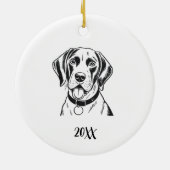 Personalized Pointer Dog Christmas セラミックオーナメント (裏面)