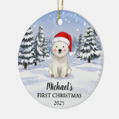 Personalized Polar Bear Baby Christmas Ornament セラミックオーナメント (左)