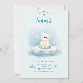Personalized Polar Bear Birthday Invitation 招待状