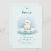 Personalized Polar Bear Birthday Invitation 招待状 (正面/裏面)