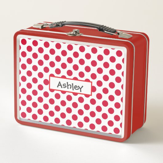 Personalized Polka Dot Metal Lunchbox メタルランチボックス (正面)