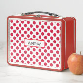Personalized Polka Dot Metal Lunchbox メタルランチボックス (インサイチュ)