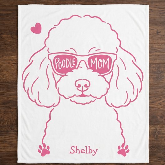 Personalized Poodle Blanket for Dog Mom  Rose Pink シェルパブランケット