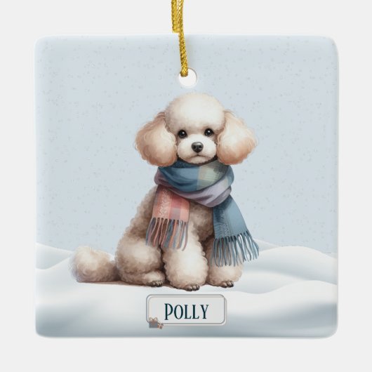 Personalized Poodle Christmas Ornament セラミックオーナメント (正面)