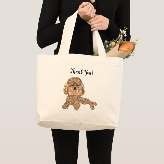 Personalized Poodle Dog ラージトートバッグ (正面(商品))