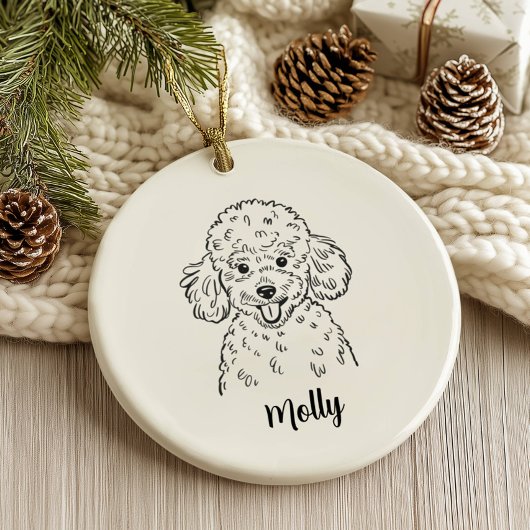 Personalized Poodle Dog Christmas セラミックオーナメント