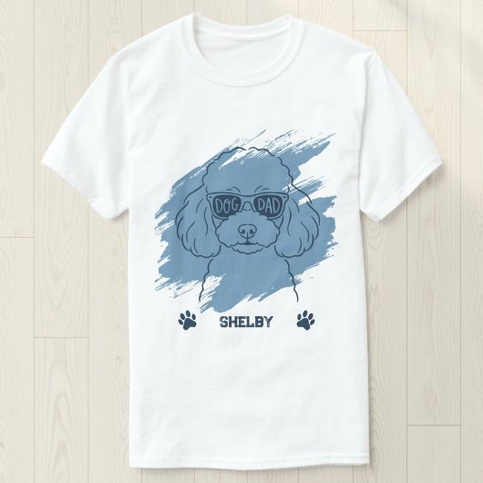 Personalized Poodle Dog Dad Ice Blue Brush T-Shirt Tシャツ