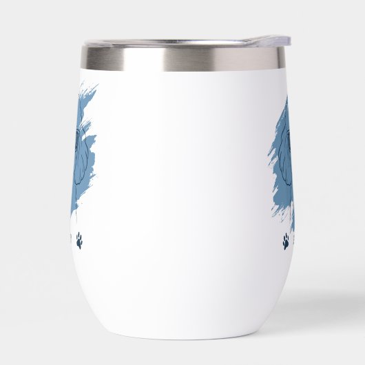 Personalized Poodle Dog Dad Ice Blue Wine Tumbler (左面)