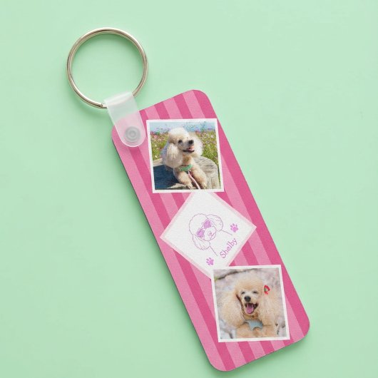Personalized Poodle Photo Keychain with Name キーホルダー