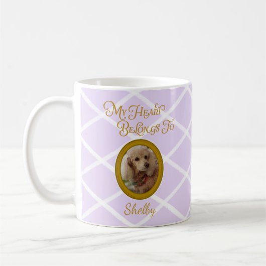 Personalized Poodle Photo | Lavender Poodle Mom コーヒーマグカップ (左)
