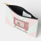 Personalized Poodle Retro TV Pastel Dog Mom Photo  アクセサリーポーチ (見開き)