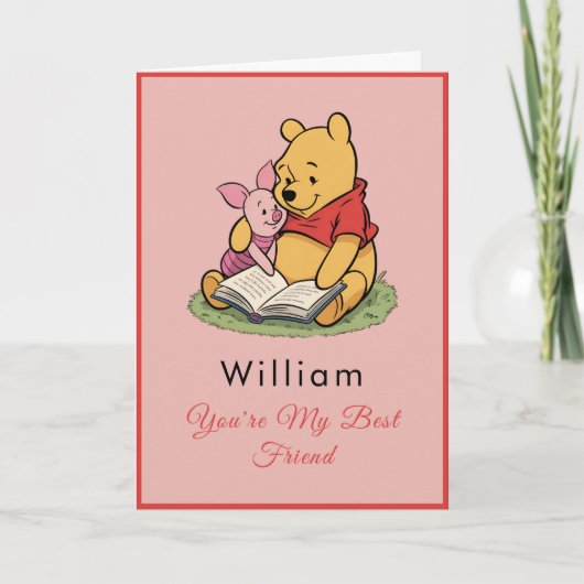 Personalized Pooh Bear Friendship カード (正面)