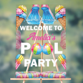 Personalized Pool Party Welcome アクリルサイン