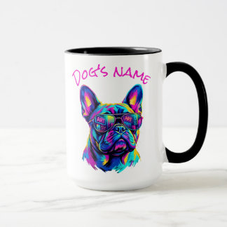 Personalized Pop Art French Bulldog NYC Neon マグカップ