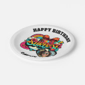 Personalized Pop Art Retro Birthday Photo ペーパープレート (アングル)