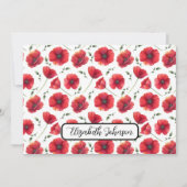 Personalized Poppies Floral Botanical Note Card ノートカード (正面)