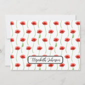 Personalized Poppies Floral Botanical Note Card ノートカード (正面)