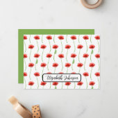 Personalized Poppies Floral Botanical Note Card ノートカード (正面/裏面インサイチュ)