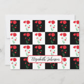 Personalized Poppy Checkerboard Floral Note Card ノートカード (正面)