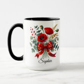 Personalized Poppy Flower Name Mug Gift マグカップ (左)