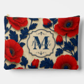 Personalized Poppy Flower Red Floral Monogram アクセサリーポーチ (正面)
