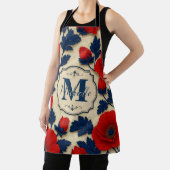 Personalized Poppy Flower Red Floral Monogram エプロン (インサイチュ)