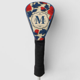 Personalized Poppy Flower Red Floral Monogram ゴルフヘッドカバー