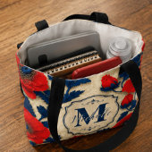 Personalized Poppy Flower Red Floral Monogram トートバッグ