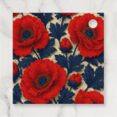 Personalized Poppy Flower Red Floral Monogram フェイバータグ (裏面)