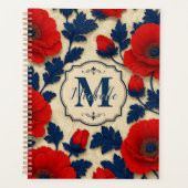Personalized Poppy Flower Red Floral Monogram プランナー手帳 (正面)