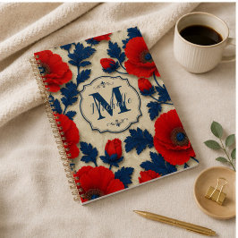 Personalized Poppy Flower Red Floral Monogram プランナー手帳