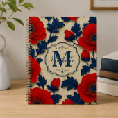 Personalized Poppy Flower Red Floral Monogram プランナー手帳