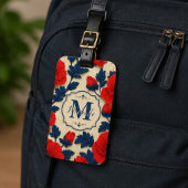 Personalized Poppy Flower Red Floral Monogram ラゲッジタグ