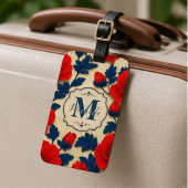 Personalized Poppy Flower Red Floral Monogram ラゲッジタグ