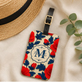 Personalized Poppy Flower Red Floral Monogram ラゲッジタグ