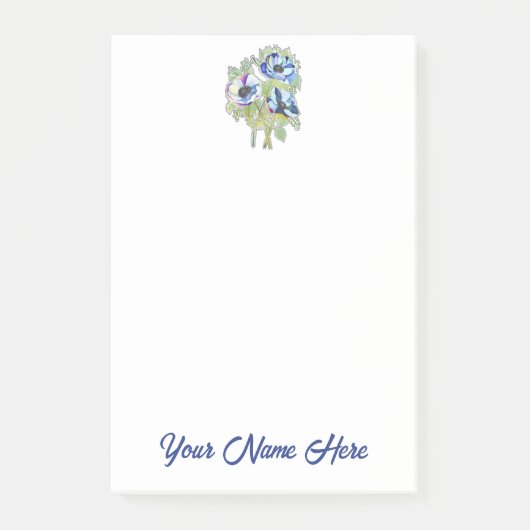 Personalized Post It Notes with Floral Graphic ポストイット (正面)