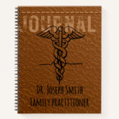 Personalized practitioner brown leather doctor ノートブック (正面)