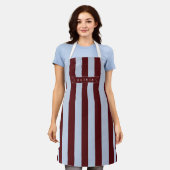 Personalized Preppy Brown Blue Cabana Stripe エプロン (着用した状態)