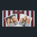 Personalized Preppy Brown Blue Cabana Stripe デスクマット<br><div class="desc">Certain designs are always in style. Every year, the casual beauty of classic cabana stripes feels new. For those who appreciate straightforward, self-assured design with a hint of preppy elegance, this customized brown and blue cabana stripe collection was made. The pattern's gentle contrast between brown and blue makes it cozy,...</div>