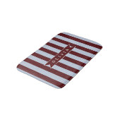 Personalized Preppy Brown Blue Cabana Stripe バスマット (アングル)