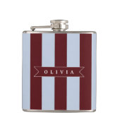 Personalized Preppy Brown Blue Cabana Stripe フラスク (正面)