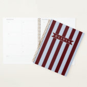 Personalized Preppy Brown Blue Cabana Stripe プランナー手帳 (ディスプレー)