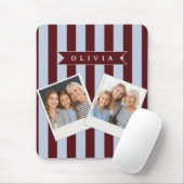 Personalized Preppy Brown Blue Cabana Stripe マウスパッド (マウス)