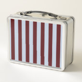 Personalized Preppy Brown Blue Cabana Stripe メタルランチボックス (裏面)