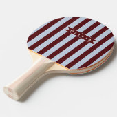 Personalized Preppy Brown Blue Cabana Stripe 卓球ラケット (正面アングル)