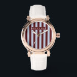 Personalized Preppy Brown Blue Cabana Stripe 腕時計<br><div class="desc">Certain designs are always in style. Every year, the casual beauty of classic cabana stripes feels new. For those who appreciate straightforward, self-assured design with a hint of preppy elegance, this customized brown and blue cabana stripe collection was made. The pattern's gentle contrast between brown and blue makes it cozy,...</div>