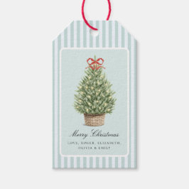 Personalized Preppy Coastal Tree Christmas ギフトタグ
