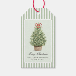Personalized Preppy Coastal Tree Christmas ギフトタグ