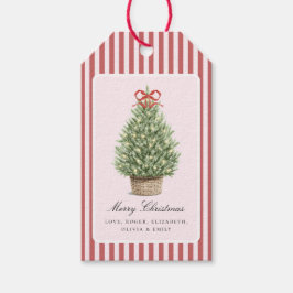 Personalized Preppy Coastal Tree Christmas ギフトタグ