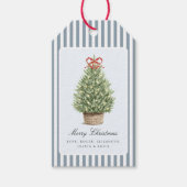 Personalized Preppy Coastal Tree Christmas ギフトタグ (正面)